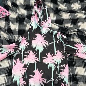 Wesc Black and Pink Palm Tree Hoodie